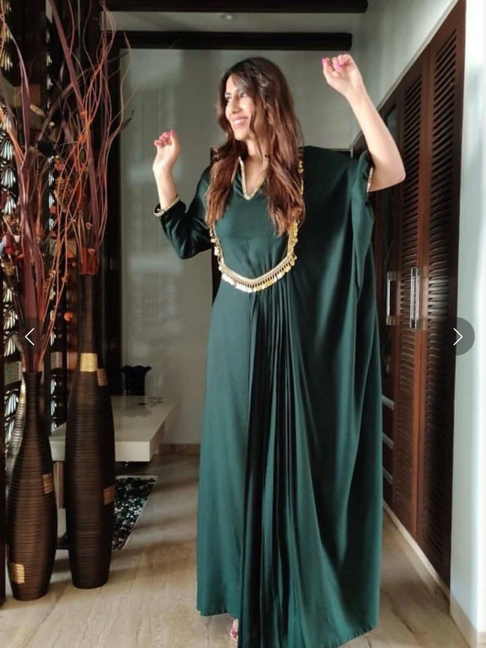 Green Kaftan Party Dress 💚